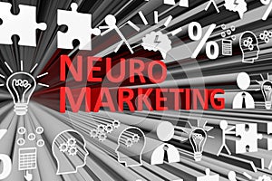 NEURO MARKETING concept blurred background 3d