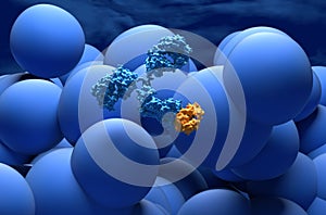 Monoclonal antibody therapy in Glioblastoma multiforme - closeup view 3d illustration photo