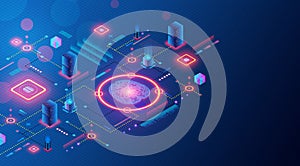 Neurocomputation and Neural Data Systems Concept - 3D Illustration