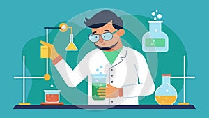 A neurodivergent chemist carefully mixing and measuring chemicals in a lab their attention to detail and precision