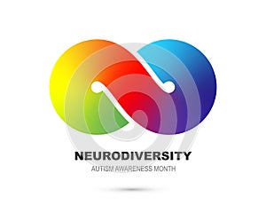 Neurodiversity. Autism Awareness Month. Symbol of autism is the rainbow sign of infinity