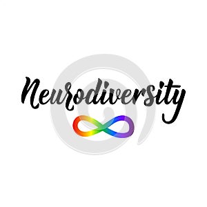 Neurodiversity. Lettering. calligraphy vector. Ink illustration. Calligraphic poster. World Autism awareness day photo
