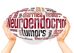 Neuroendocrine tumors word hand sphere cloud concept