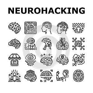 neurohacking neuroplasticity icons set vector