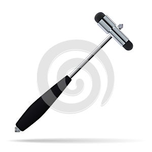 Neurological hammer. Medical instrument used to test reflexes. A realistic image. Isolated object. Vector