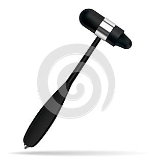 Neurological hammer. Medical instrument used to test reflexes. A realistic image. Isolated object. Vector