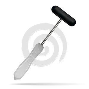 Neurological hammer. Medical instrument used to test reflexes. A realistic image. Isolated object. Vector.