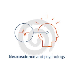 Neurology and psychology, decision making logo, critical mindset, creative thinking, brain training task