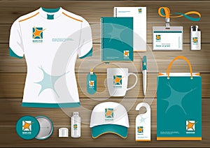 Neurology Star Gift Items Logo, corporate identity template design, stationery green