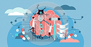 Neurology vector illustration. Flat tiny nerve study doctor persons concept photo