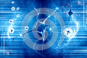 Neuron in blue background