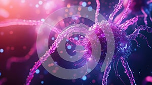 Neuron brain cells propagating signals in abstract network