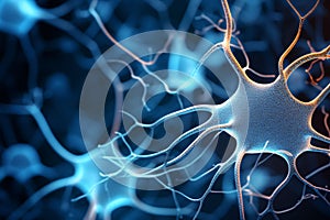 neuron cells in blue of brain Generative AI