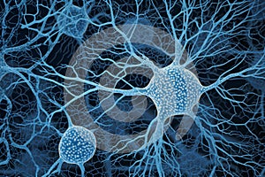 neuron cells in blue of brain Generative AI