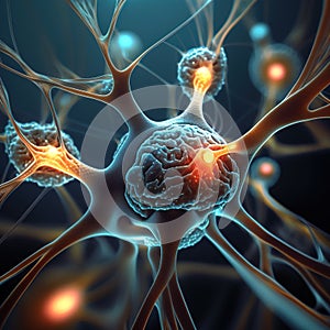 Neuron cells sending electrical chemical signals