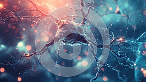 Neuron communicating with dendrites and actively firing synapses