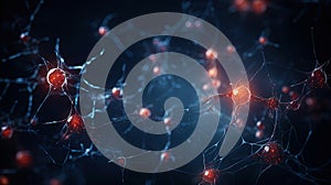 Neuron complex connection. Neural net. Research of nerve network. Human mind cells data analysis. Generative AI