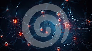 Neuron complex connection. Neural net. Research of nerve network. Human mind cells data analysis. Generative AI