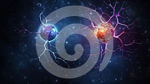 Neuron complex connection. Neural net. Research of nerve network. Human mind cells data analysis. Generative AI