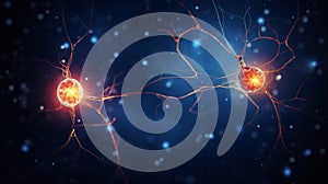 Neuron complex connection. Neural net. Research of nerve network. Human mind cells data analysis. Generative AI