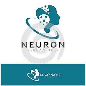 Neuron logo or nerve cell logo design,molecule logo illustration template icon with vector concept