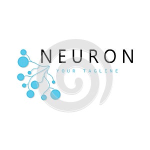 Neuron logo or nerve cell logo design,molecule logo illustration template icon with vector concept