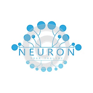 Neuron logo or nerve cell logo design,molecule logo illustration template icon with vector concept