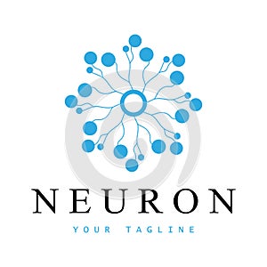 Neuron logo or nerve cell logo design,molecule logo illustration template icon with vector concept