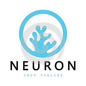 Neuron logo or nerve cell logo design,molecule logo illustration template icon with vector concept