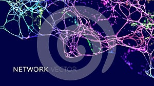 Neuron network background. Data science technology vector background. Neural network AI data IOT.