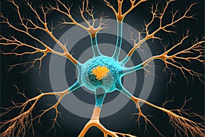 Neuron network brain cells. Human nervous system and brain activity concept. Generative AI