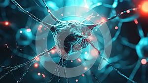 Neuron network communicating impulses in human brain