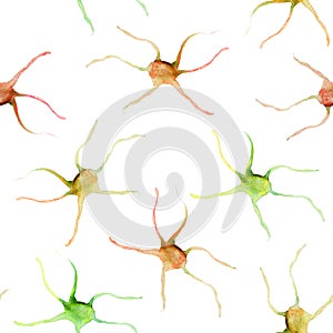 Neurons abstract watercolor seamless pattern