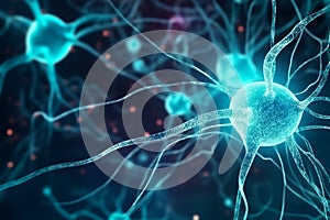 Neurons active and sending electrical and chemical signals to human body concept, Generative AI image