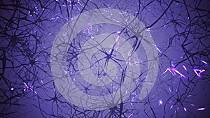 Neurons in brain. 3D looping animation of neural network