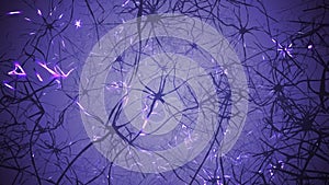 Neurons in brain. 3D looping animation of neural network