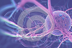 Neurons, brain cells, neural network, 3D illustration