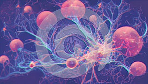 Neurons, brain cells, neural network, 3D illustration