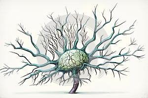 Neurons, brain cells, neural network concept, illustration