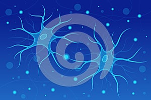 Neurons in the brain. Synapse and Neuron cells sending electrical chemical signals. A neuron or nerve cell .