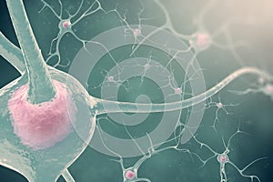 The neurons of the nervous system with the effect blurring and light. 3d illustration nerve cells