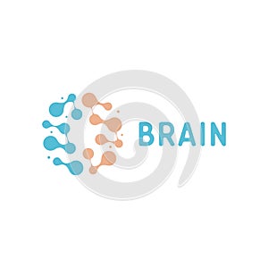 Neurons and symapses icon. Human brain connections. Neural network, memory atlas, minimal design vector logo.