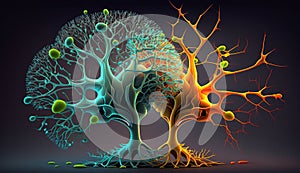 Neurons and synapse like a brain structure. AI Generated