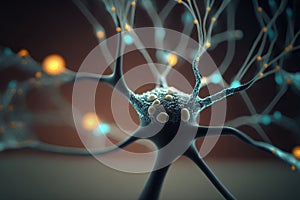 Neurons and synapse like stuctures depicting brain chemistry, generative AI