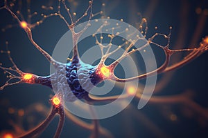 Neurons and synapse like stuctures depicting brain chemistry, generative AI