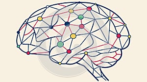 Neuroscience and AI Concept with Networked Brain, vector design Generative AI