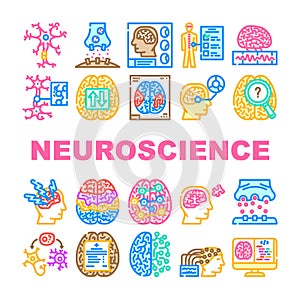 neuroscience brain doctor medical icons set vector