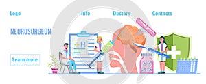 Neurosurgeon concept vector for medical landing page. Neurologist treat brain. Neurology, dementia, Alzheimer metaphor. Multiple