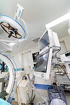 Neurosurgery equipment in hospital. Modern operating technologies.