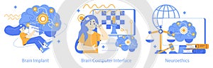 Neurotechnologies trio Vector illustration